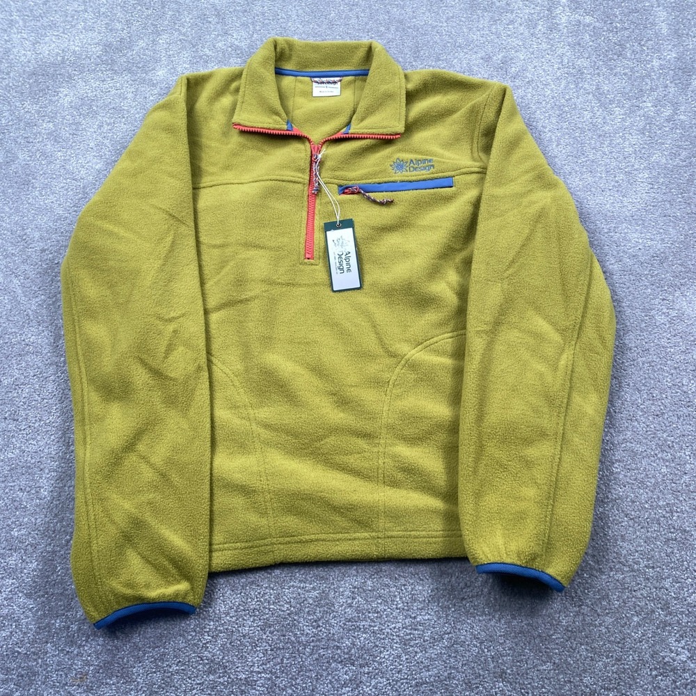 Alpine Design Fleece Pullover Mens S Green Half Zip Polar Fleece ADM15681